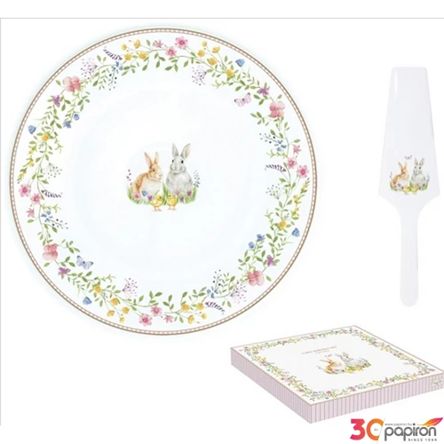 Tortatál porcelán 32cm, Happy Easter dobozban