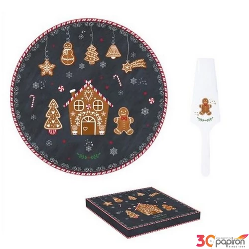 Tortatál Porcelán karácsonyi 32cm, Gingerbread dobozban