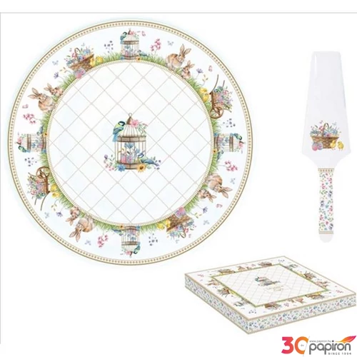 Tortatál Porcelán lapáttal Spring Bloom dobozban
