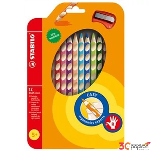 Színes ceruza 12 Stabilo EasyColours háromszög jobbkezes 12színű Írószerek STABILO 332/12