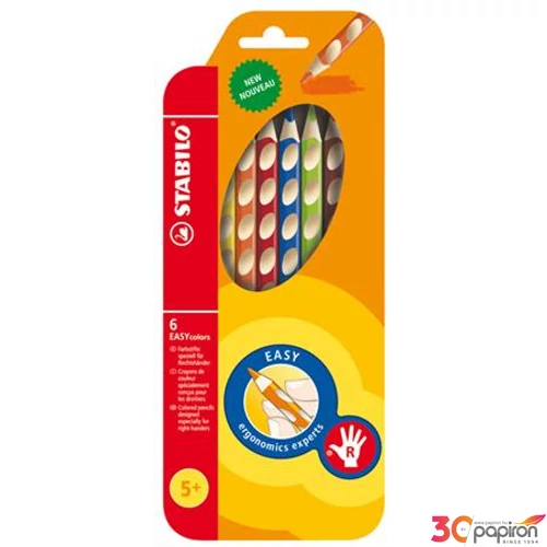 Színes ceruza 6 Stabilo EasyColours háromszög jobbkezes 6színű Írószerek STABILO 332/6