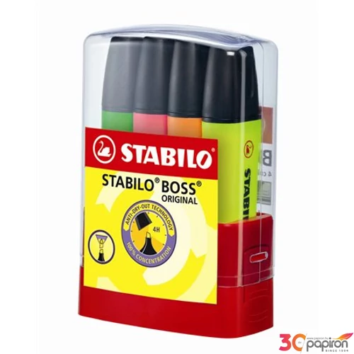 Szövegkiemelő Stabilo BOSS Parade 2-5mm 4színű Írószerek STABILO 7004-4