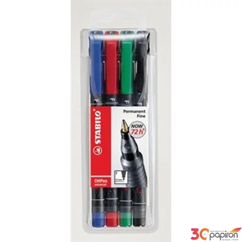 Alkoholos marker Stabilo OHP F 0,7mm tűhegyű 4színű készlet Írószerek STABILO 842/4