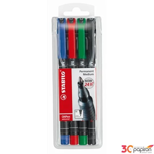 Alkoholos marker Stabilo OHP M 1mm 4színű készlet Írószerek STABILO 843/4