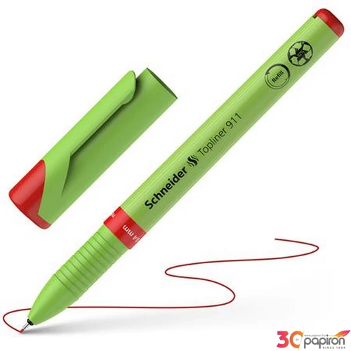 Tűfilc 0,4mm Schneider cserélhető betétes, újrahasznosított Topliner 911, piros