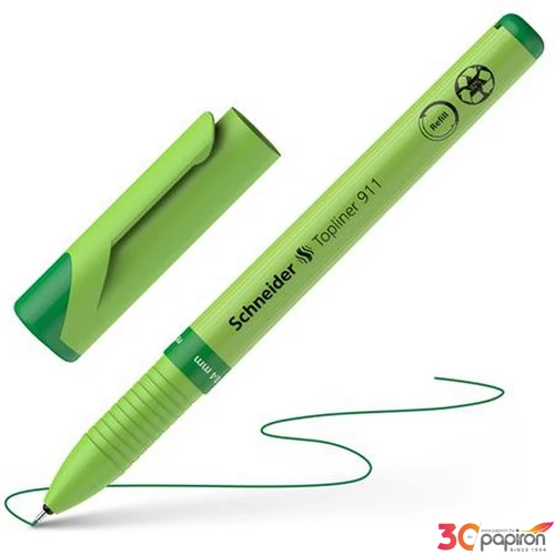 Tűfilc 0,4mm Schneider cserélhető betétes, újrahasznosított Topliner 911, zöld