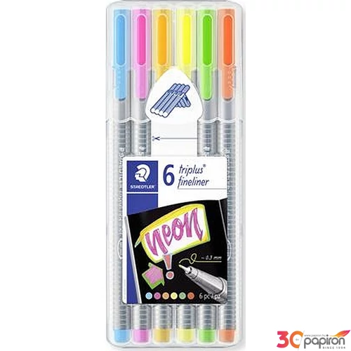 Tűfilc készlet 6 Staedtler Triplus Neon 0,3mm, 6 neon szín Írószerek STAEDTLER 334 SB6CS3