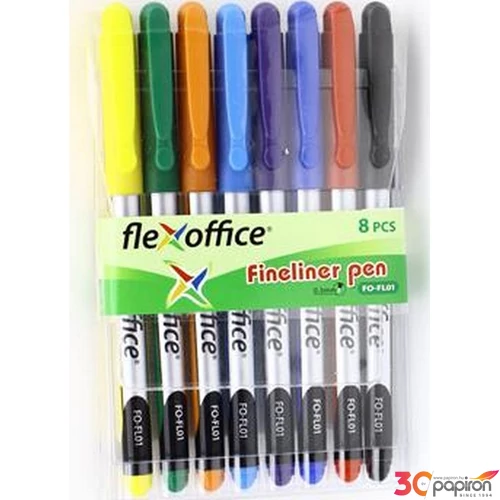 Tűfilc készlet 8 Flexoffice FL01 8 különböző szín Írószerek FLEXOFFICE FO-FL01SET8