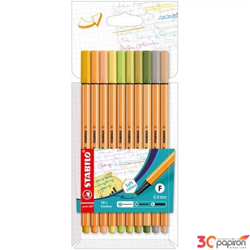 Tűfilc készlet Stabilo 0,4mm, Point 88, 10 különböző szín TST881022