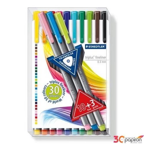Tűfilc készlet 10+3 Staedtler Triplus Box 0,3mm-es 13színű készlet Írószerek STAEDTLER 334 TB13