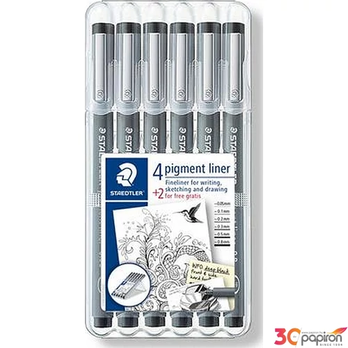 Tusfilc fekete 6 Staedtler Pigment Liner 0, 05/0, 1/0,2/0,3/0,5/ Írószerek STAEDTLER 308 SB6P