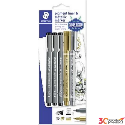 Tusfilc készlet 5db Staedtler Design Journey Pigment kalligrafikus line Írószerek 308 SBK3P3