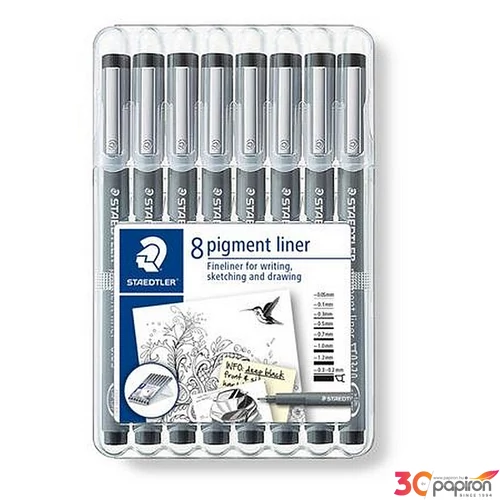 Tusfilc készlet Staedtler 8 különböző vonalvastagság Pigment liner 308, fekete