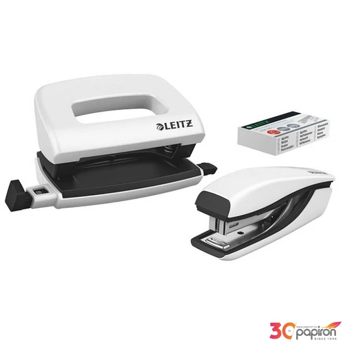 Tűzőgép-lyukasztó szett Leitz WOW Mini set, 10lap, fehér Leitz 1db rendelési egység ár 1db-ra