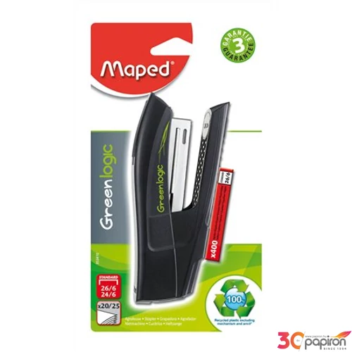 Tűzőgép 24/6 Maped Greenlogic HalfStrip 25lap műanyag fekete Irodai kisgépek MAPED 353410
