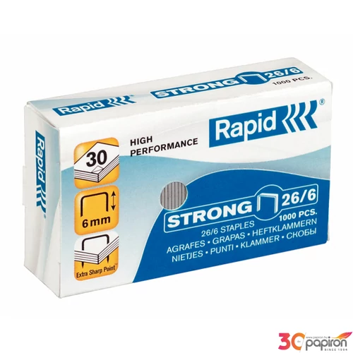 Tűzőkapocs 26/6 Rapid STRONG 26/6 horganyzott 1000db Rapid 1000db rendelési egység ár 1 dob