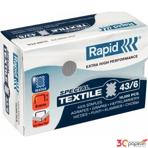 Tűzőkapocs 43/6 Rapid SUPERSTRONG 43/6, textilhez, 10000db/dob Rapid 1db rendelési egység ár 1db-ra