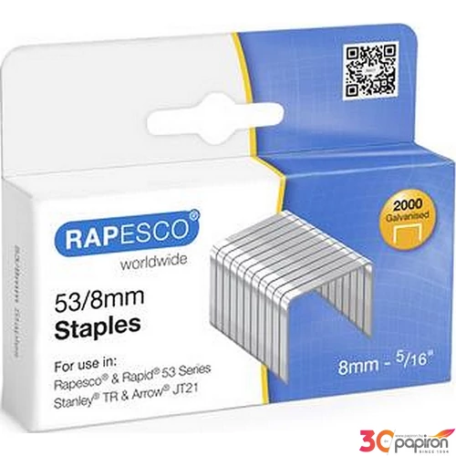 Tűzőkapocs 53/8 Rapesco 2000db/dob horganyzott acél Irodai kisgépek RAPESCO 0752