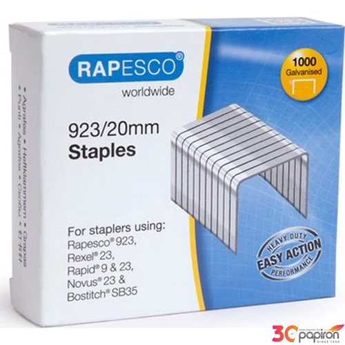 Tűzőkapocs 923/20 Rapesco 200lap 1000db/dob erős horganyzott acél Irodai kisgépek RAPESCO 1241
