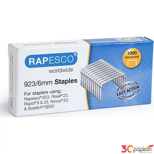 Tűzőkapocs 923/6 Rapesco 20lap 1000db/dob erős horganyzott acél Irodai kisgépek RAPESCO 1235