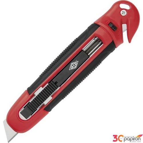 Univerzális kés 18 mm WEDO Safety fóliavágóval, piros/fekete Csomagolás, tárolás WEDO 78805