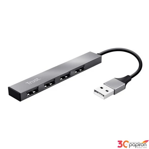 USB elosztó-HUB 4 port USB 2.0 TRUST Halyx ezüst