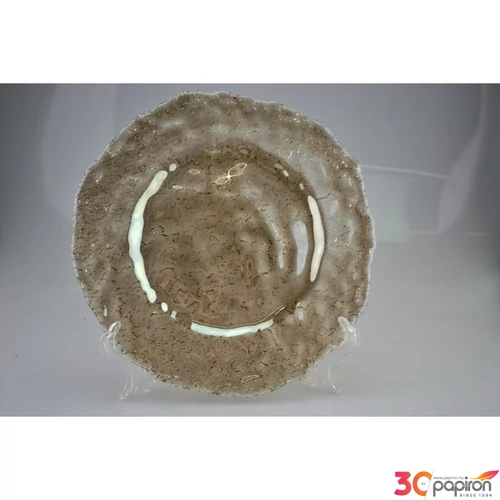 Tányér üveg desszertes 21cm TERRA füstös