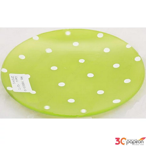 Üvegtál kerek 15cm, zöld pöttyös 489288