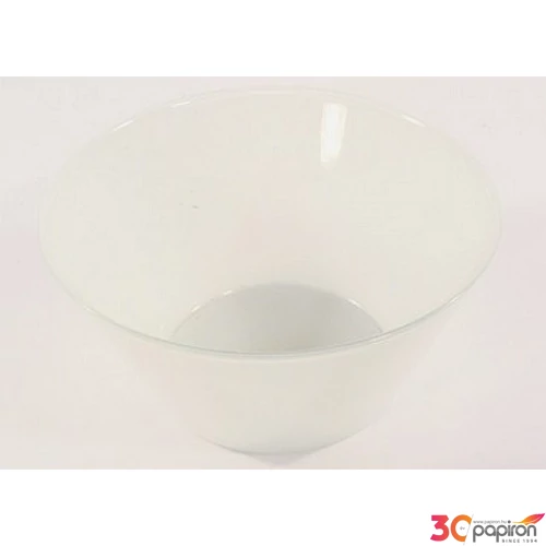 Üvegtál kerek átmérő 25cm magasság 13cm fehér áttetsző üveg