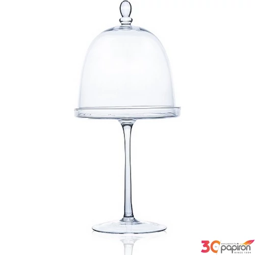 Üvegpohár talpas kínáló kehely áttetsző víztiszta üvegből, fedővel 50x2 50x23cm