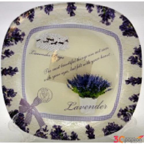 Tányér üveg lekerekített d:20cm violette Levendula szögletes