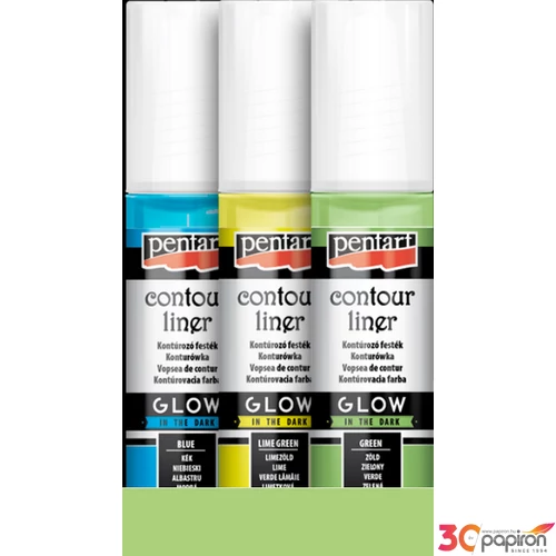 Üvegfesték Pentart kontúrozó 20ml glow zöldesfehér