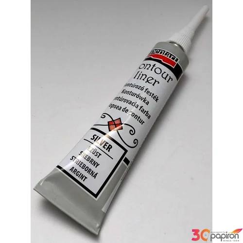 Üvegfesték Pentart kontúrozó 20ml, ezüst szürke PENTART