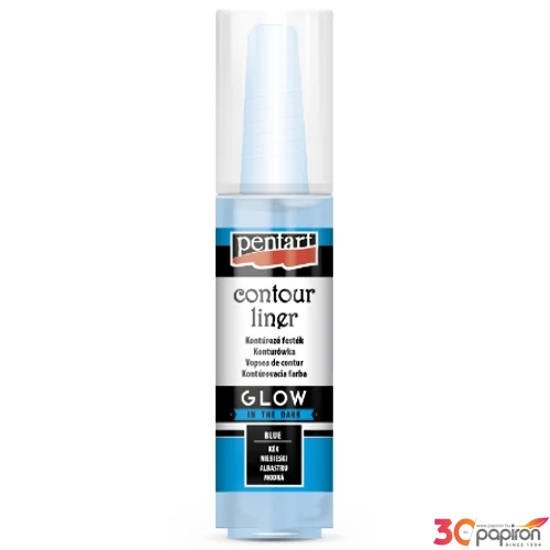 Üvegfesték Pentart kontúrozó 20ml világítós kék GLOW