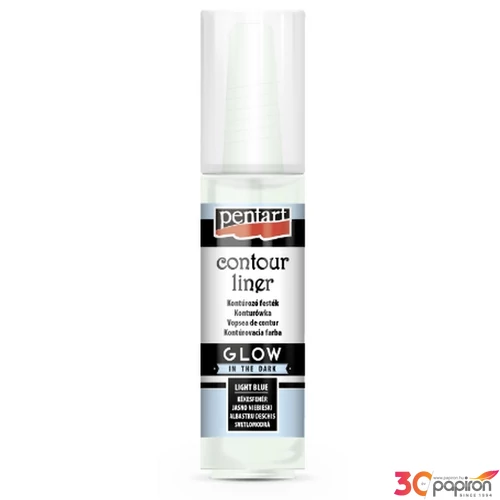 Üvegfesték Pentart kontúrozó 20ml világítós kékesfehér GLOW