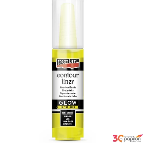 Üvegfesték Pentart kontúrozó 20ml világítós limezöld GLOW