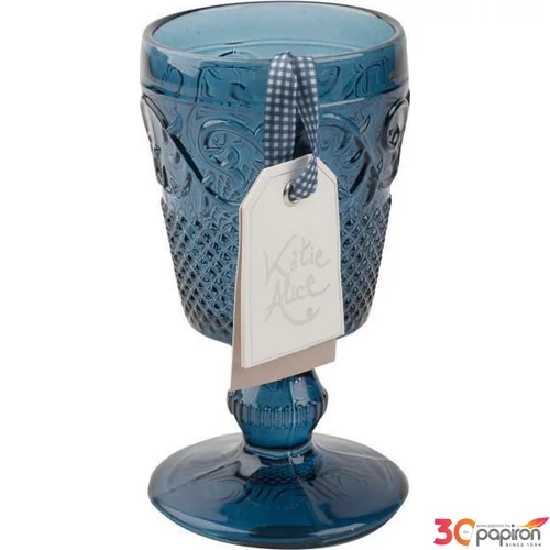 Pohár üvegkehely 16cm kék talpas üvegpohár 275ml Katie Alice: Vintage Indigo