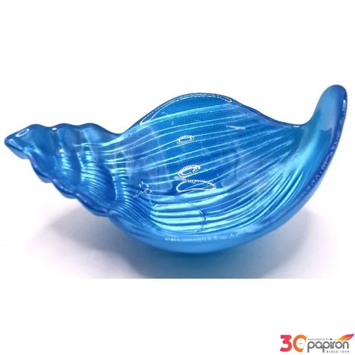 Üvegtál 14cm Snail fémes-kék csiga forma