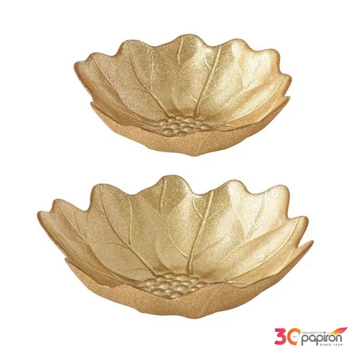 Üvegtál szett 2db/szett 16/21cmcm White Elegance dobozban arany színű virág