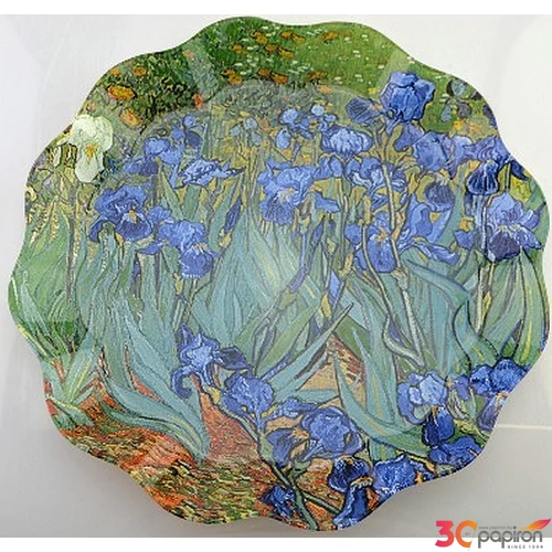 Tányér üveg hullámos Üvegtányér Hullámos Széllel átm:30cm van gogh i díszdobozban
