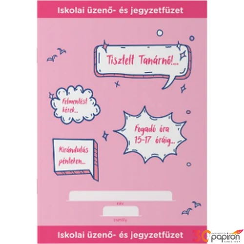 Üzenő füzet iskola A5 Ico süni pink 32 lap