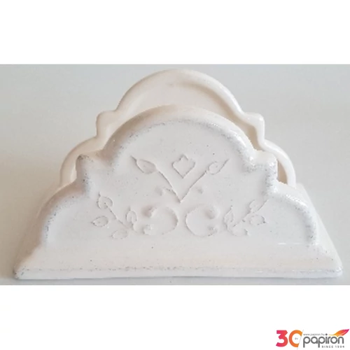 Szalvétatartó kerámia csipkés Romantik, natúr 15x7,8x7,8cm 15x7,8x7,8cm