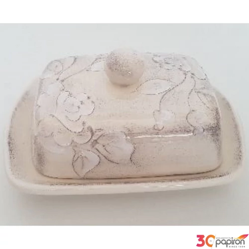 Vajtartó kerámia virágos natúr,kézzel festett sima:19x14,5x9cm