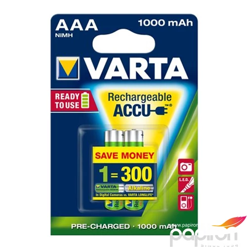 Elem Varta tölthető "AAA mikro, 2x1000 mAh, Professional Accu