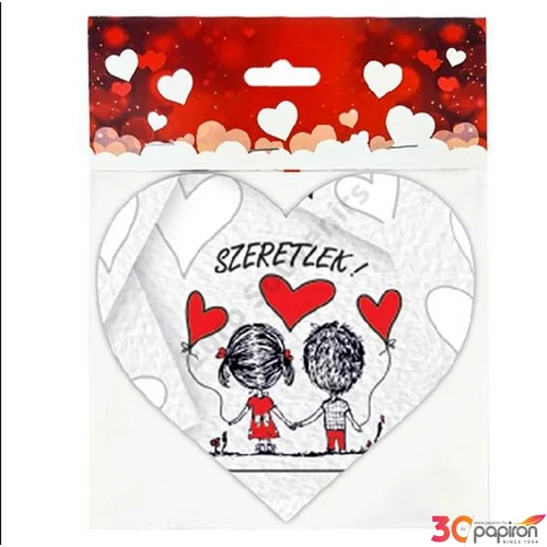 Valentini dekor fatábla szív, Szeretlek 1,5x15cm