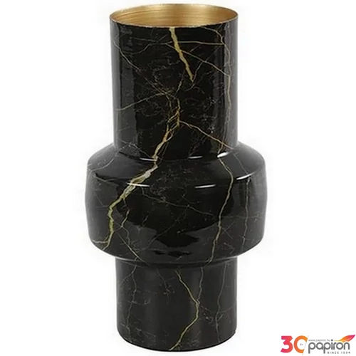 Váza fekete/arany Vase w/belly rd Liva M marble black/gold SDDST53