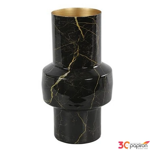 Váza fekete/arany Vase w/belly rd Liva S marble black/gold márvány fekete/arany-L17B17H32CM SDDST53