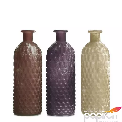 Váza üveg 3 féle 7x7x20,5cm, színes