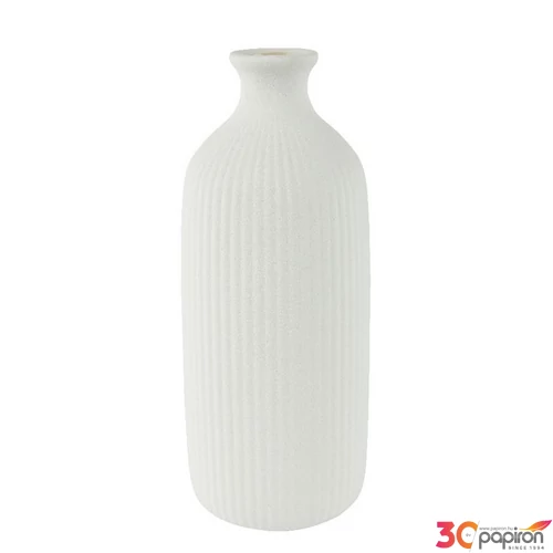 Váza kerámia elegáns fehér 24' fehér modern vonalvezetésű hosszában bordázott 17x32 sdkae