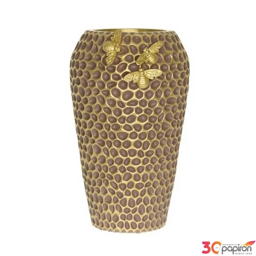 Váza méhekkel arany 15,4x14,7x24,6cm 